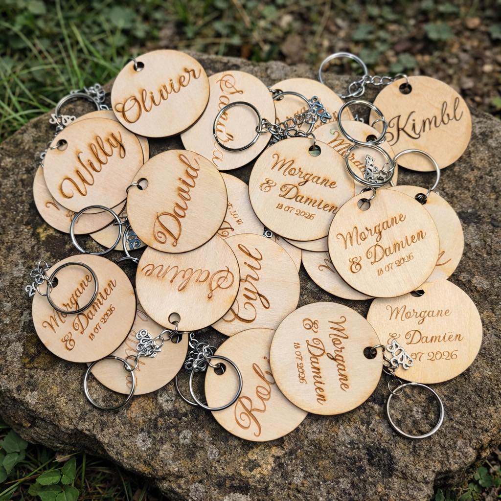 Porte-clés de mariage personnalisés en bois – Cadeaux invités