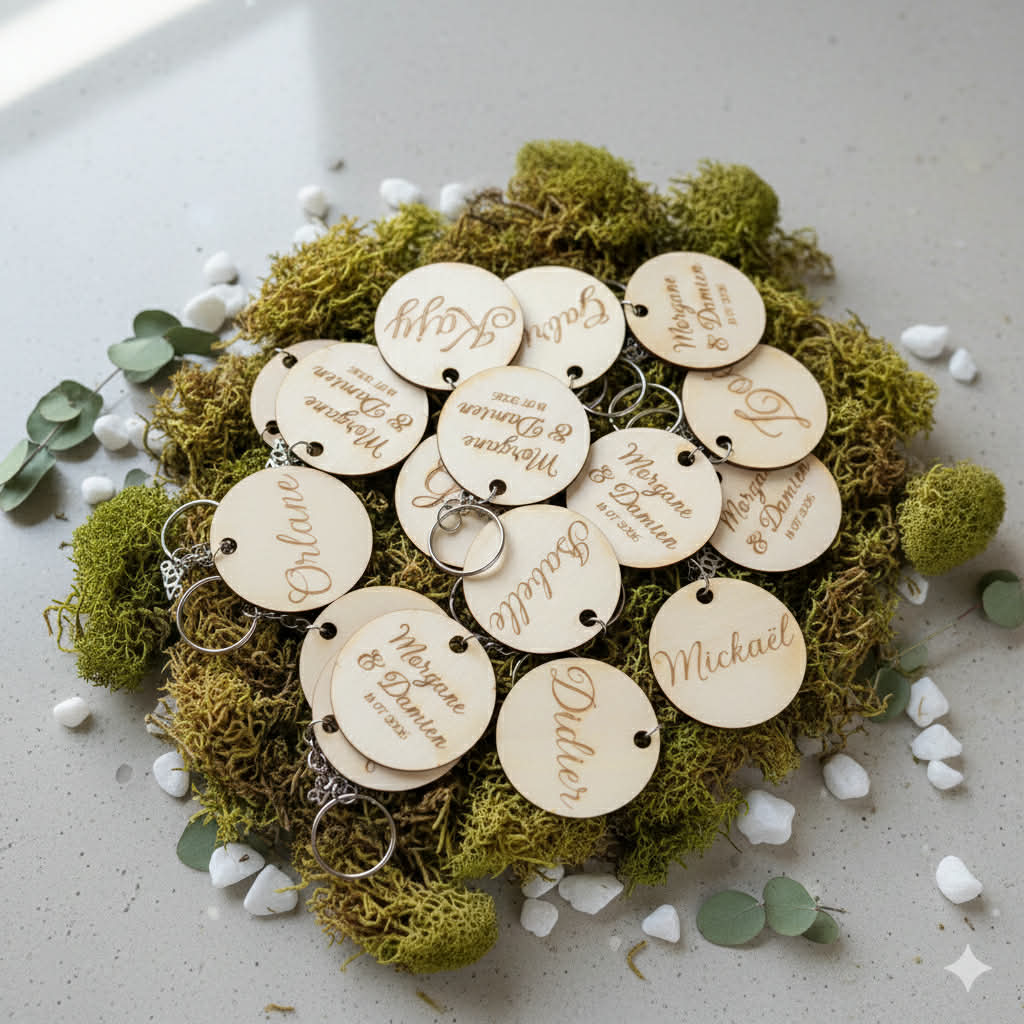 Porte-clés de mariage personnalisés en bois – Cadeaux invités