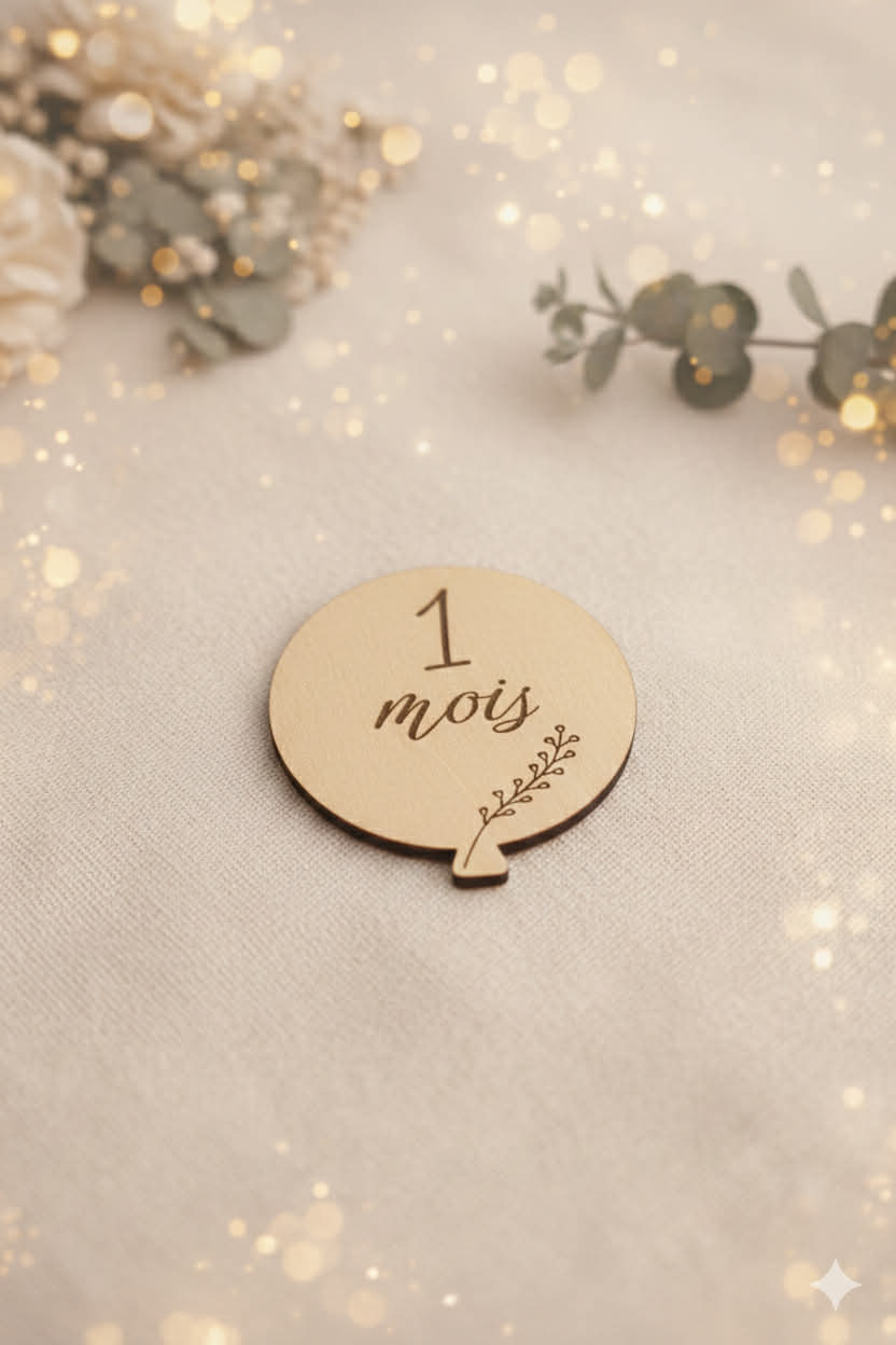 Cartes “12 mois bébé” en bois – Version ballon
